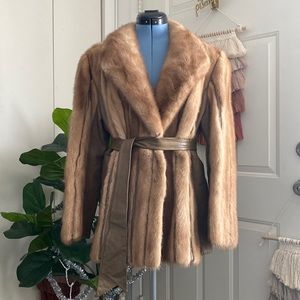 Vintage leather and fur jacket. (Not faux) betty jean Thornton embroidered in